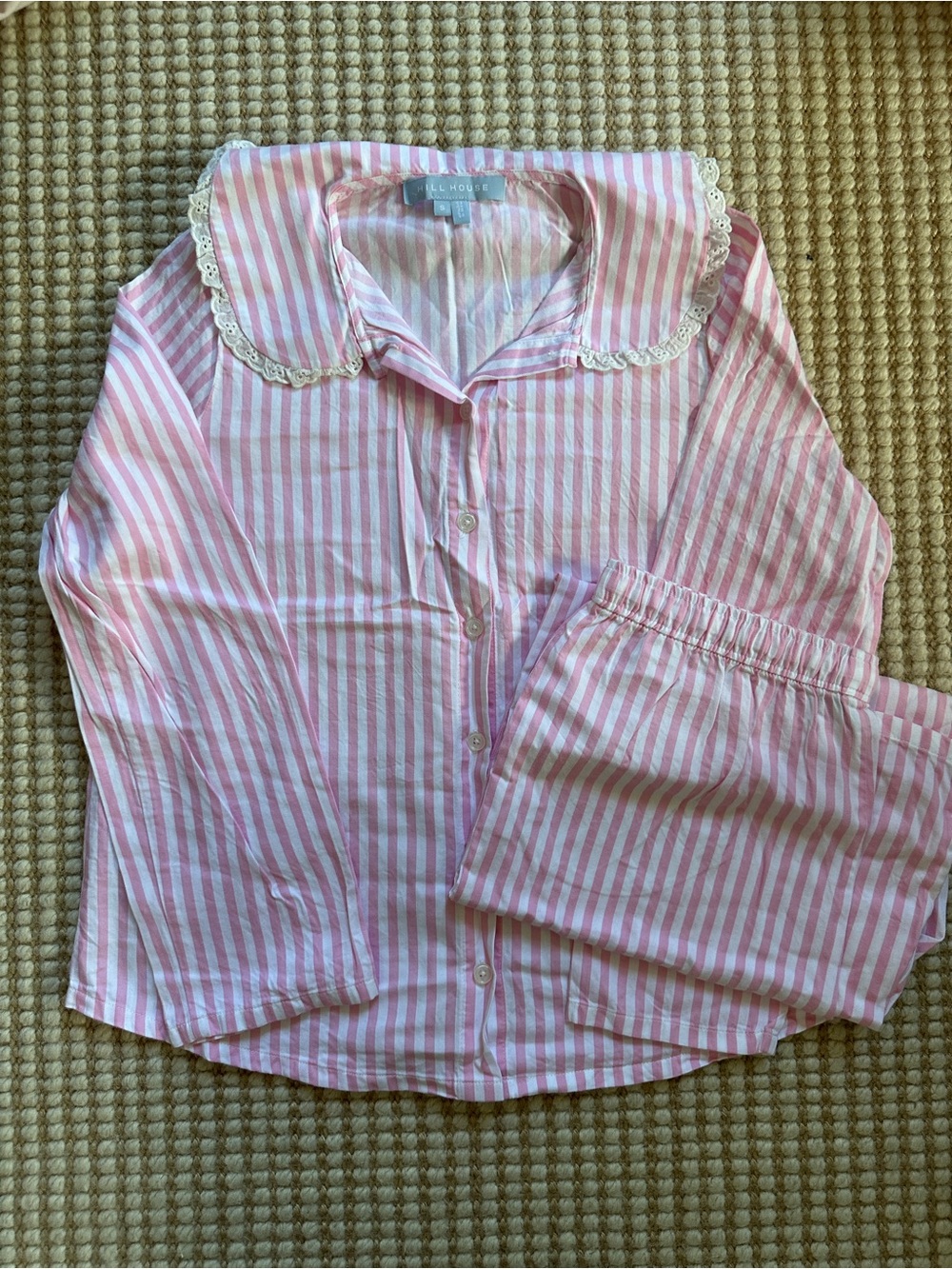 Hill House Pink Stripe Lace-Collar Women’s Pajama Set - Picture 4 of 5